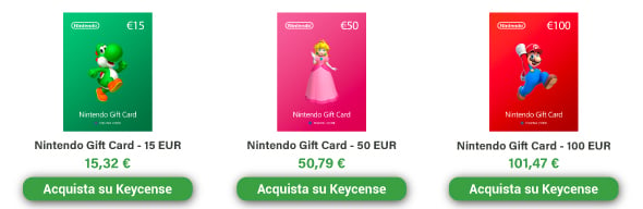 Acquistare Nintendo Gift Card in Offerta